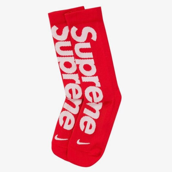 Supreme x Nike Lightweight Crew Socks - Red with Bold Logo - Hyped Streetwear Co - Picture 1 of 1
